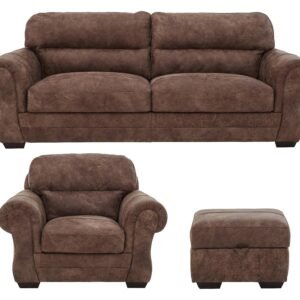 Verona Leather 3 Seater, Chair and Footstool Multi-buy Saver Set Ex-showroom Model in  on Furniture Village