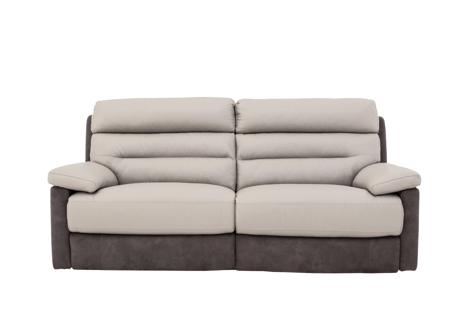 Dual 3 Seater Fabric and Leather Mix Sofa in Bv-946b Silver Grey on Furniture Village