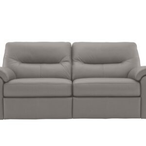 Seattle 3 Seater Leather Sofa in L842 Cambridge Grey on Furniture Village