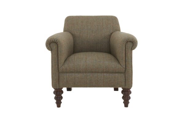 Talisker Tweed Fabric Accent Chair in Loden Herringbone Dm on Furniture Village